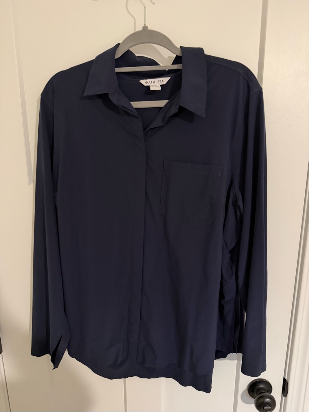 Athleta Dark Navy Collared Button-Front Shirt
